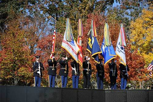 Fairfax County Honor Guard displaying flags